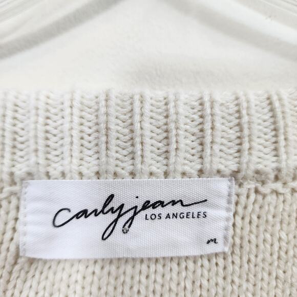 Carly Jean of LA open knit oversized slight crop cream sweater woman size medium - Picture 3 of 9
